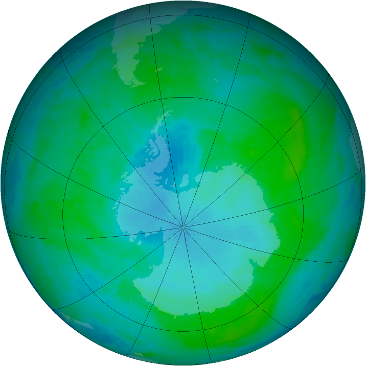 Antarctic ozone map for 28 January 2002